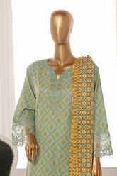 Bin Saeed Stitched 3 Piece Exclusive Lawn Frock Vol-01 Collection-SM-1462-Mint